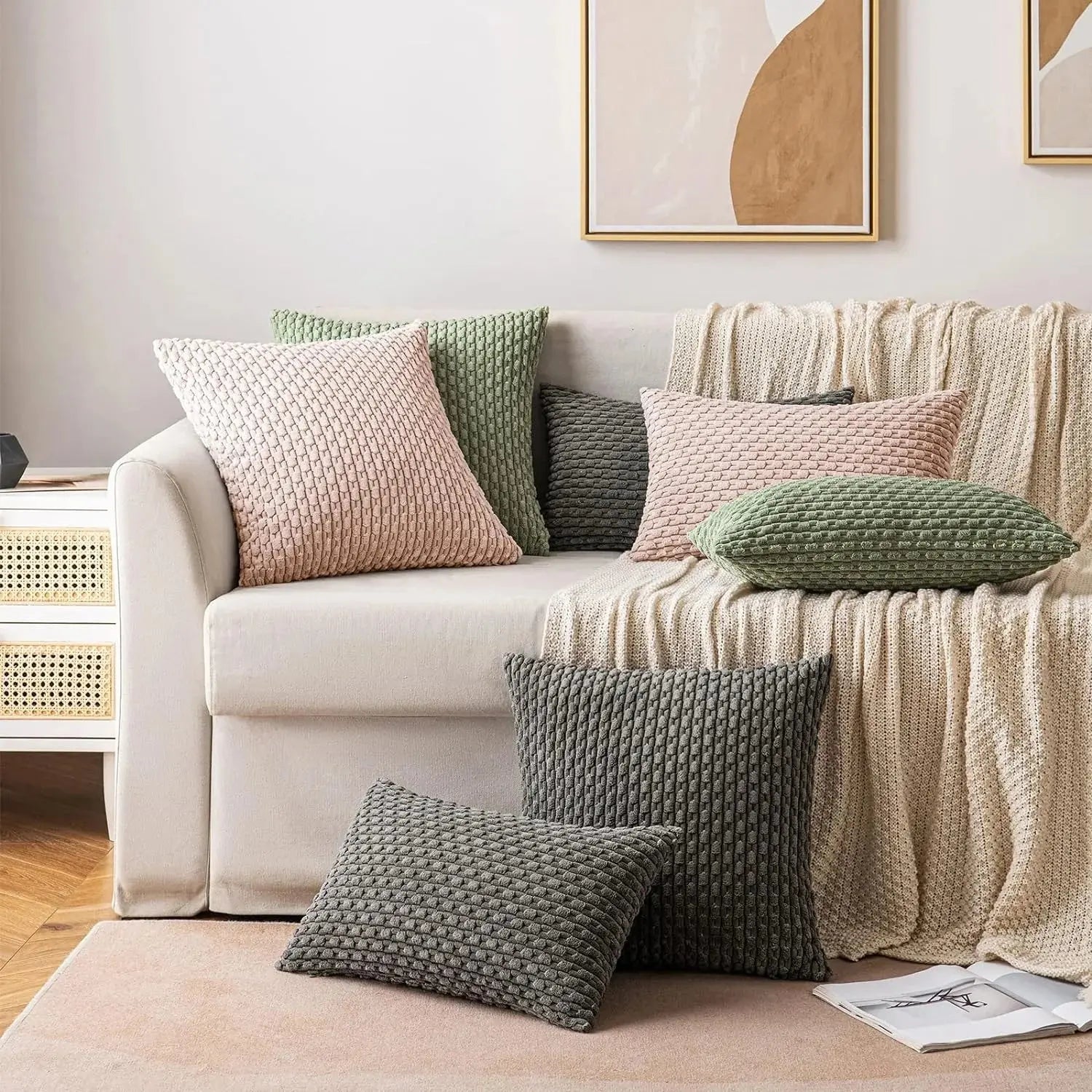 Housse de Coussin Velours Côtelé STRIPEO Housse de France