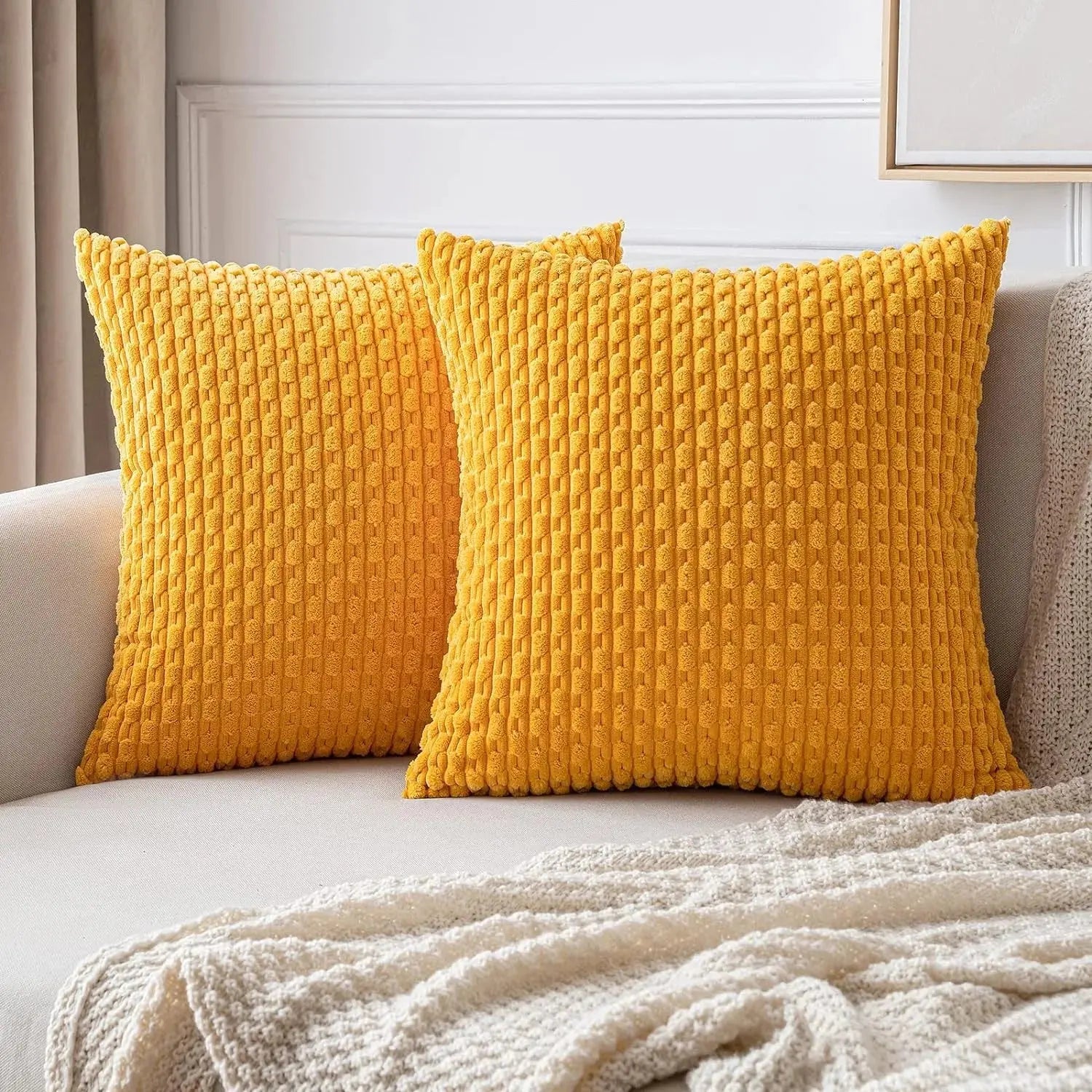 Housse de Coussin Velours Côtelé STRIPEO Housse de France