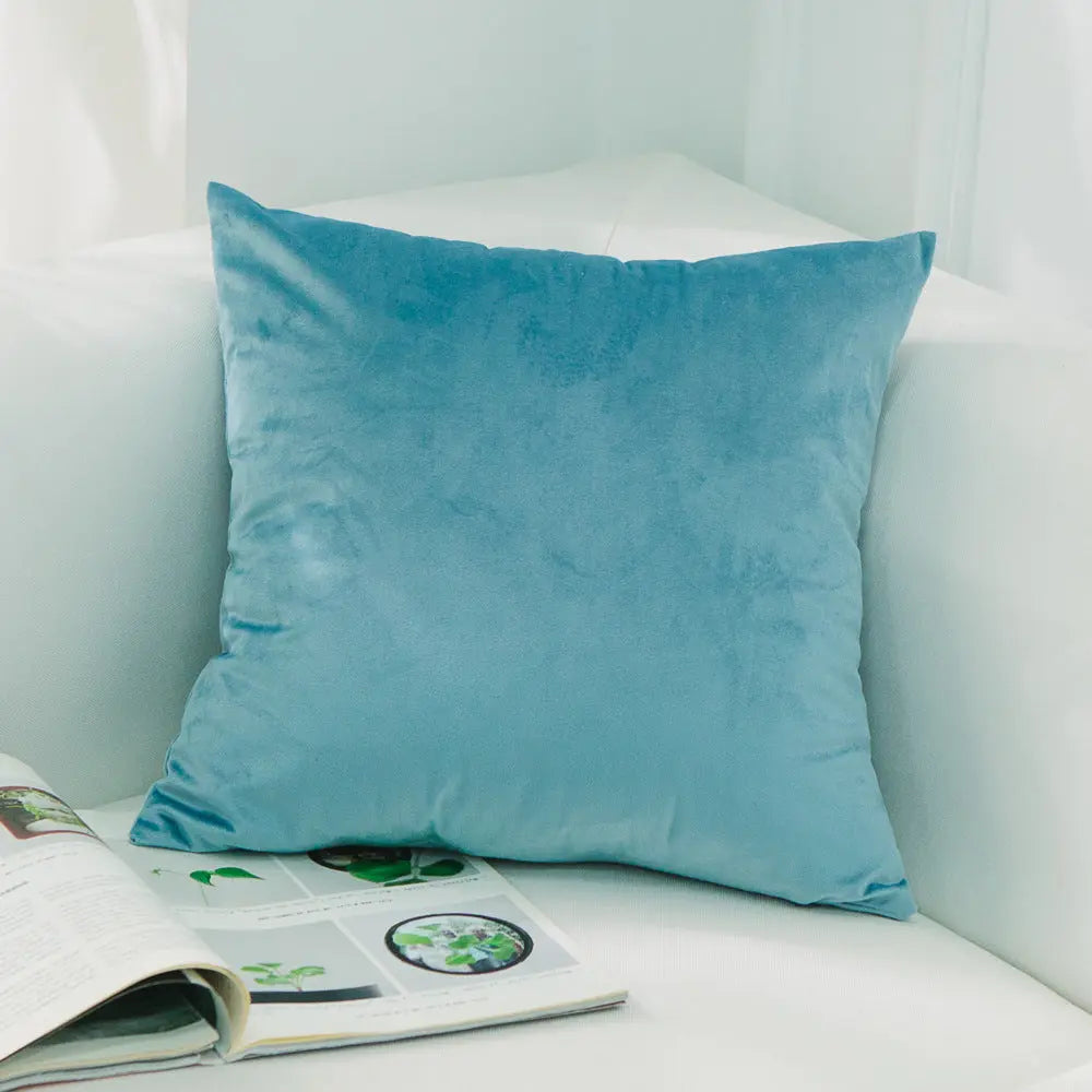Housse de Coussin Velours EMALY 62Aqua Blue-50x50cmWithout Core