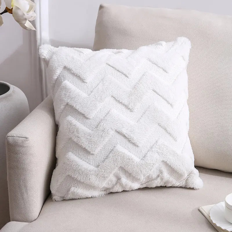 Housse de Coussin Velours Élégant NOORDY White Big Wave-45x45CM Pillowcase