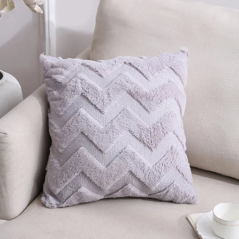 Housse de Coussin Velours Élégant NOORDY Gray Big Wave-45x45CM Pillowcase