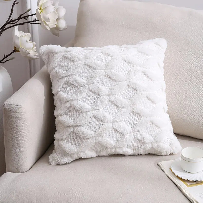 Housse de Coussin Velours Élégant NOORDY White Diamond Lattice-45x45cm With Core