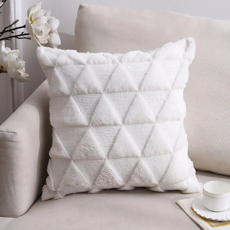 Housse de Coussin Velours Élégant NOORDY White Positive Triangle-45x45CM Pillowcase