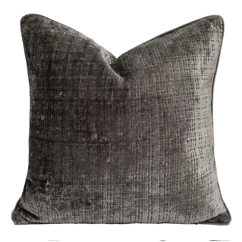 Housse de Coussin Velvet Carré LINARA Grey coffee square pillow-Without core