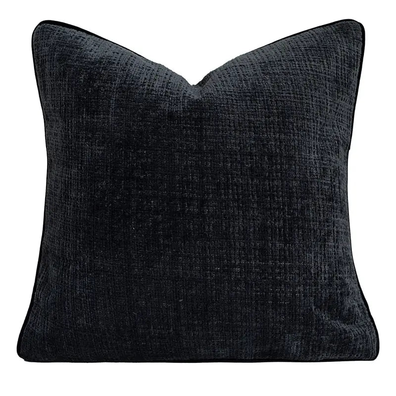 Housse de Coussin Velvet Carré LINARA Charcoal black square pillow-Without core