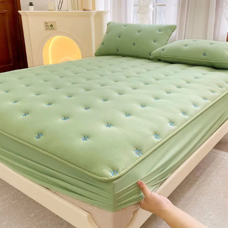 Housse de Matelas Coton Geométrique SEROLO Green-120 × 200