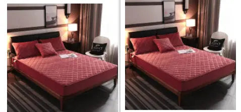 Housse de Matelas Velours Moderne VELOXA Cameo Red-180cmx 220cm set