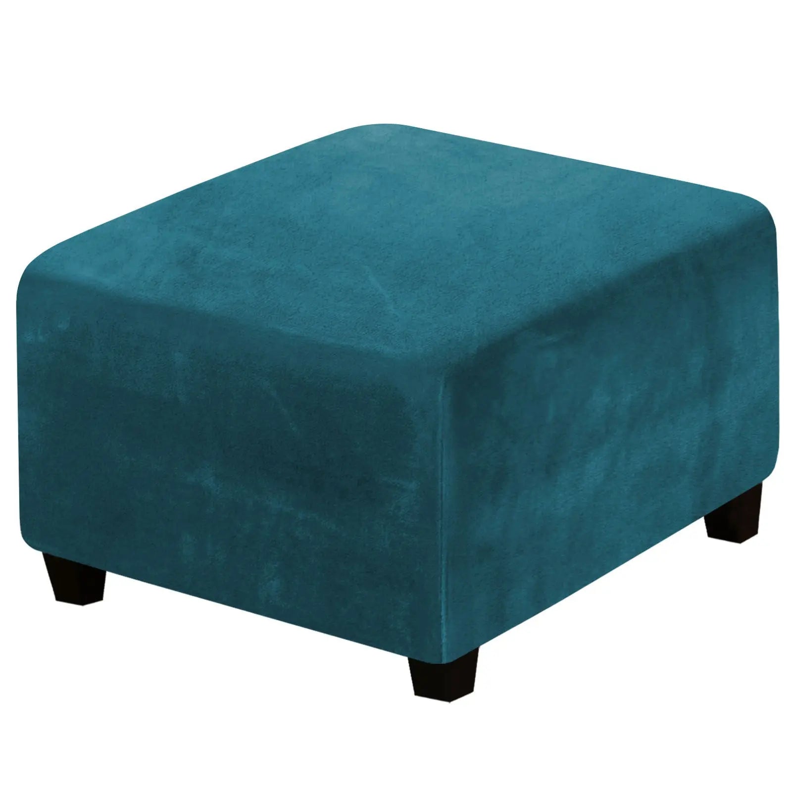 Housse de Pouf Velours Extensible **VELIDO** Water Blue-Sofa Cover