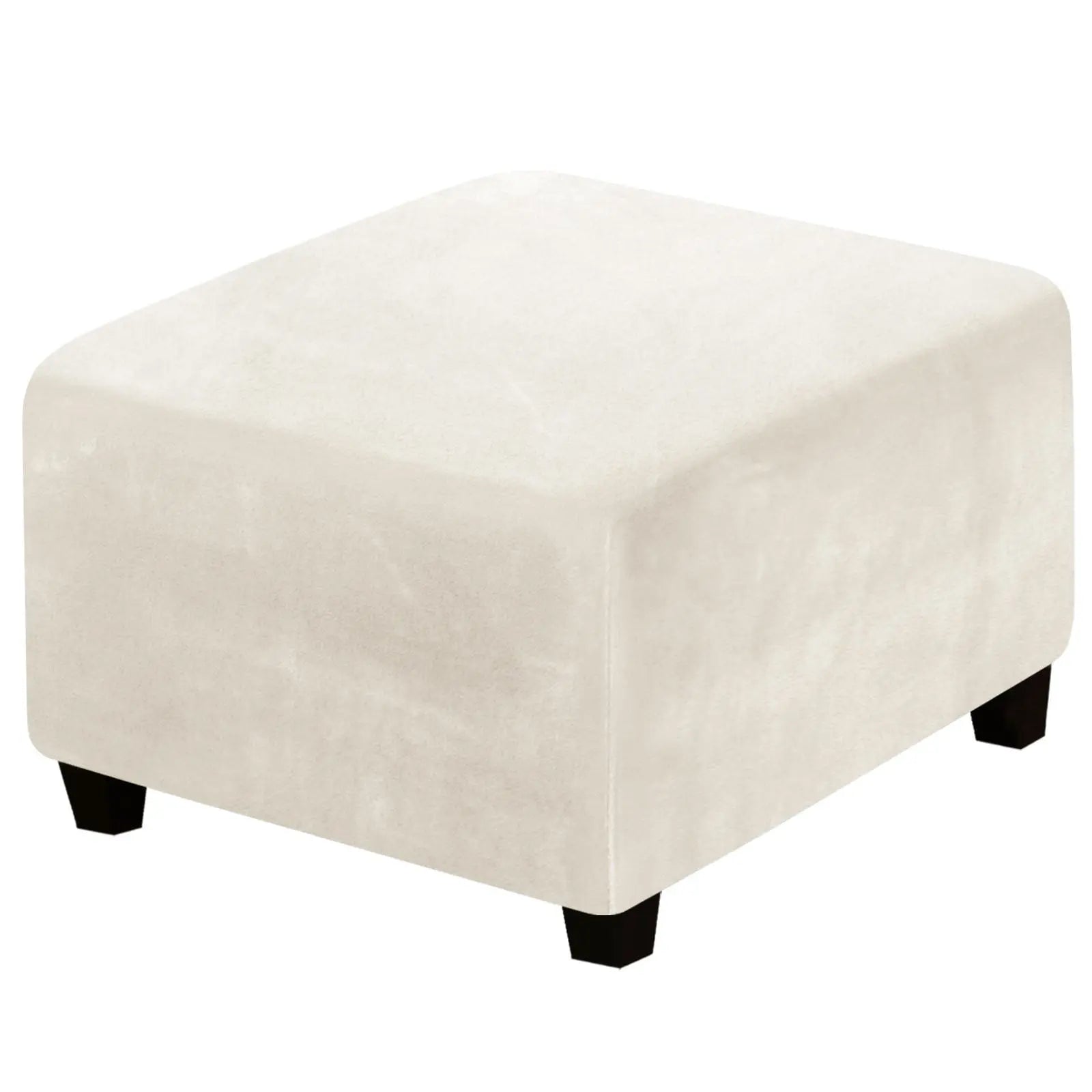 Housse de Pouf Velours Extensible **VELIDO** Beige-Sofa Cover