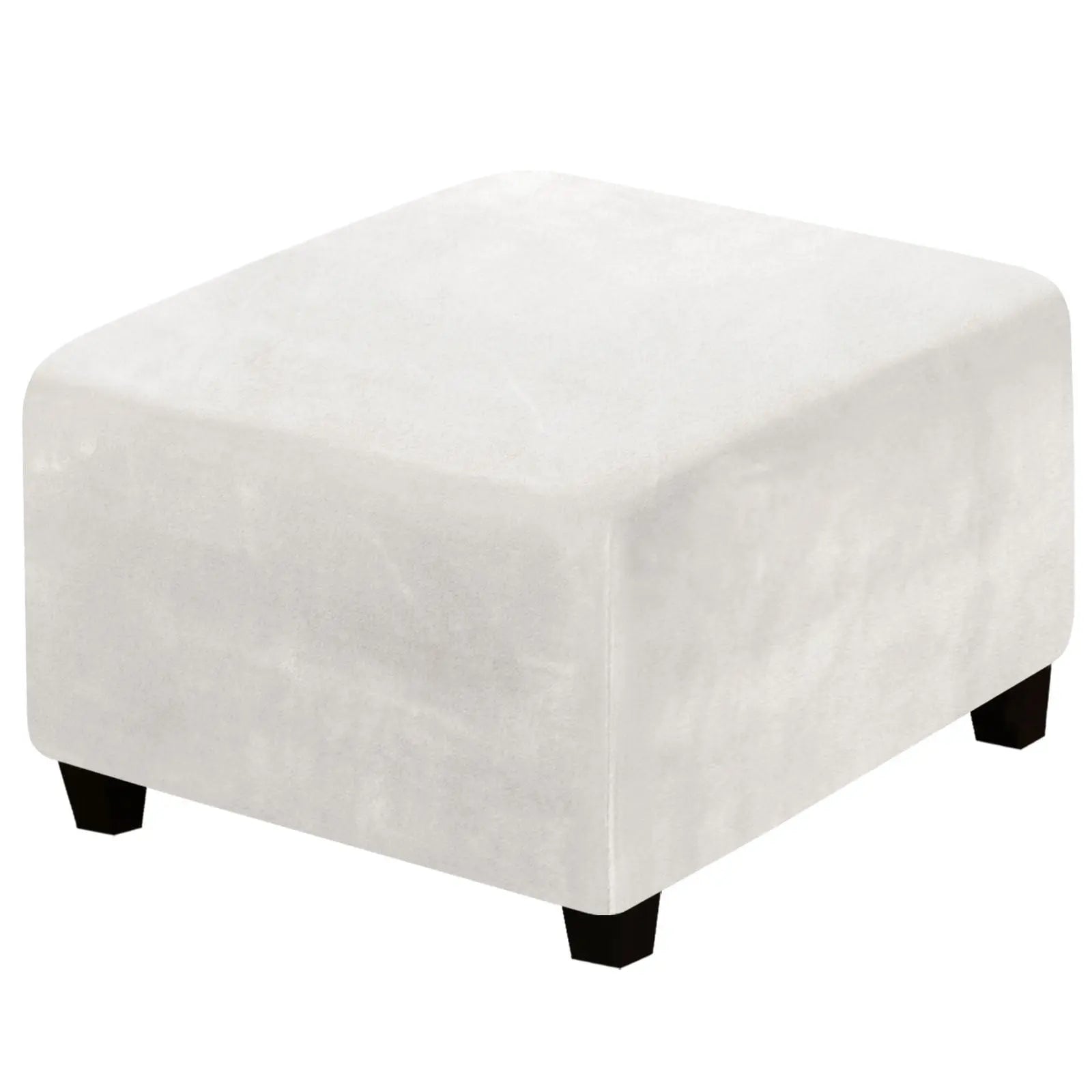 Housse de Pouf Velours Extensible **VELIDO** Tooth white-Sofa Cover