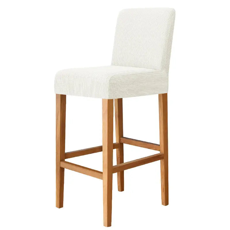 Housse de Tabouret Extensible FLANELLA 23 Milky White-Bar Chair Cover Short Back