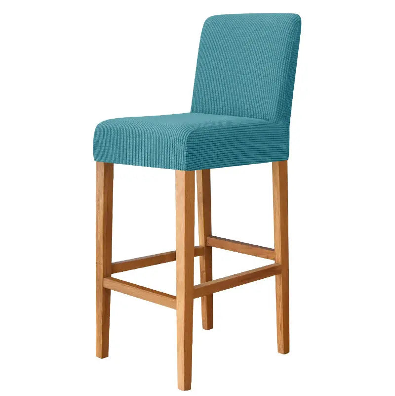 Housse de Tabouret Extensible FLANELLA 11Turquoise blue-Bar Chair Cover Short Back