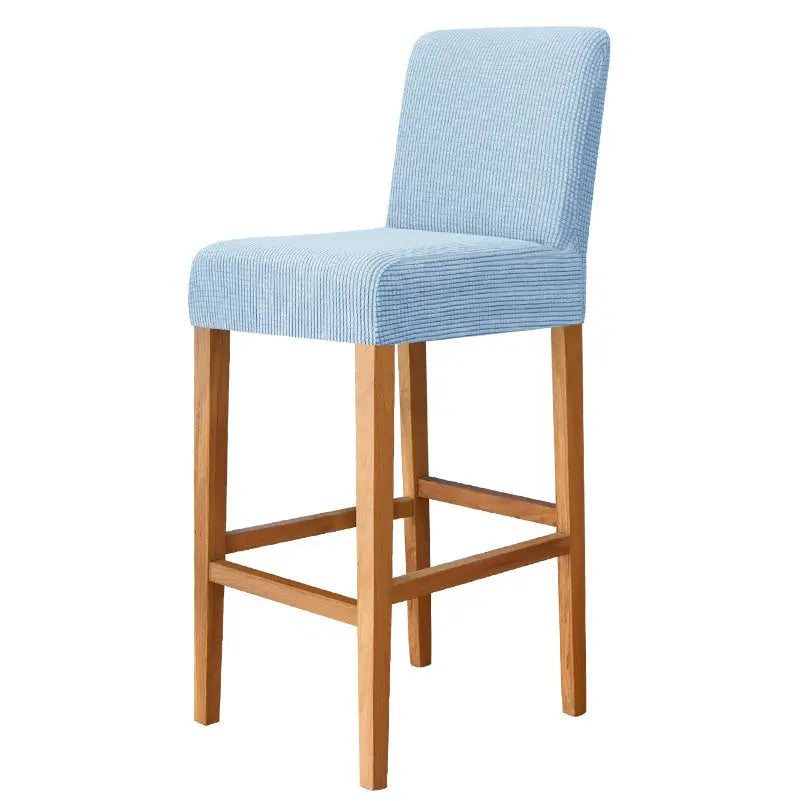 Housse de Tabouret Stretch Velours CHARAMA 5 Sky Blue-Bar Chair Cover Short Back