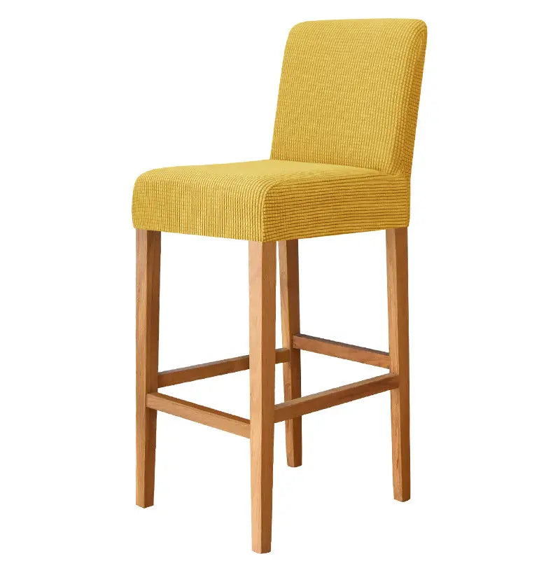 Housse de Tabouret Stretch Velours CHARAMA 6 Lemon Yellow-Bar Chair Cover Short Back