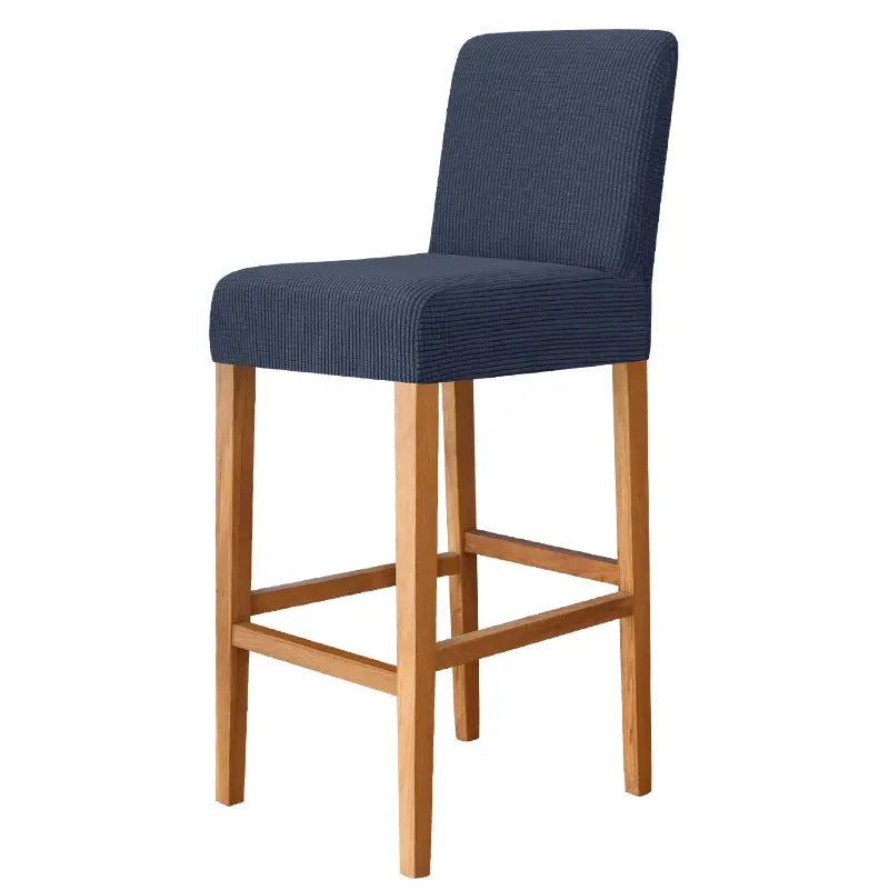 Housse de Tabouret Stretch Velours CHARAMA 16 Navy Blue-Bar Chair Cover Short Back