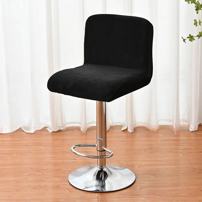 Housse de Tabouret Velours Anti-Dérapant LUXEVA Black-1pcs
