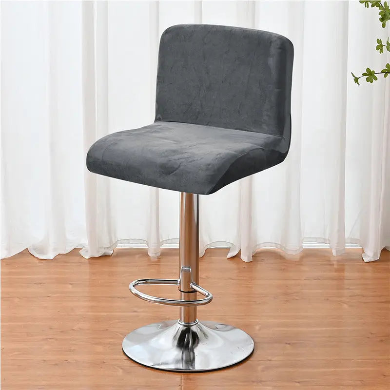 Housse de Tabouret Velours Anti-Dérapant LUXEVA Dark Gray-1pcs