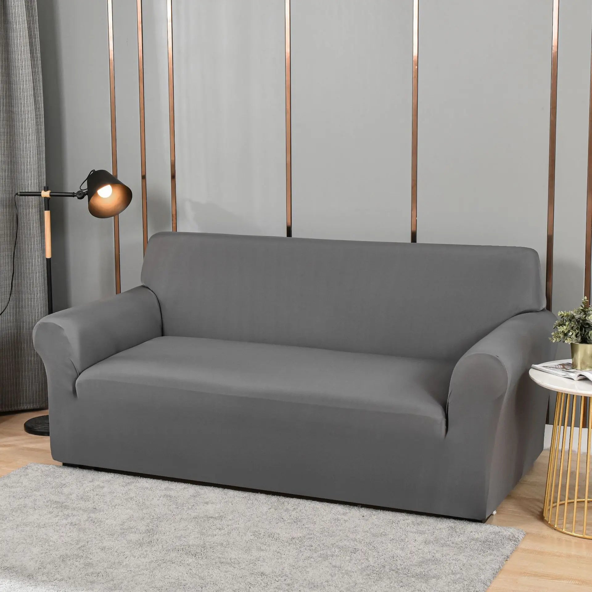 Housse de canapé Antidérapante LEONAX Smoky Gray-Double