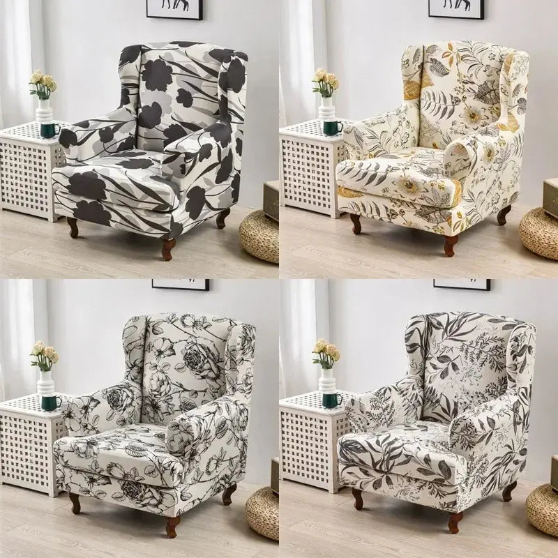 Housse de chaise à ailes extensibles, imprimé Floral, housse de fauteuil à ailes, protection de canapé à dossier incliné pour détente unique avec housses de coussin Housse de France