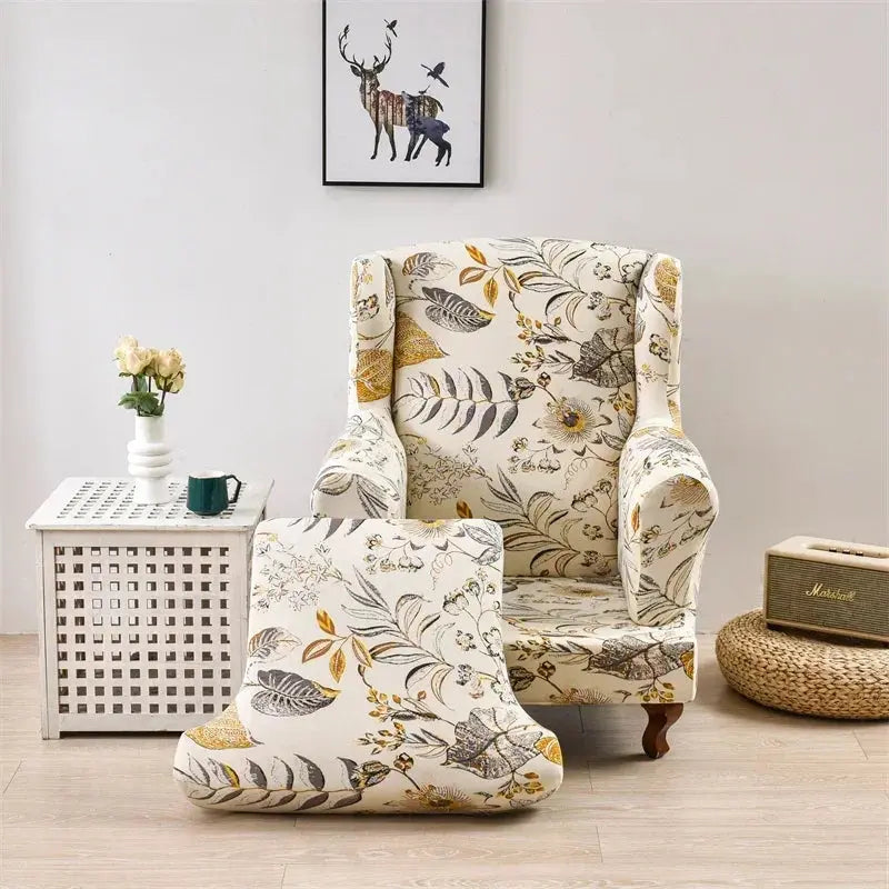 Housse de chaise à ailes extensibles, imprimé Floral, housse de fauteuil à ailes, protection de canapé à dossier incliné pour détente unique avec housses de coussin Housse de France