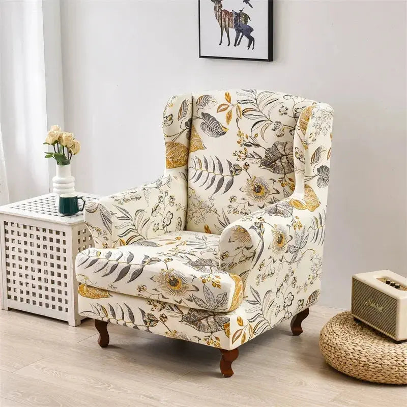 Housse de chaise à ailes extensibles, imprimé Floral, housse de fauteuil à ailes, protection de canapé à dossier incliné pour détente unique avec housses de coussin Housse de France