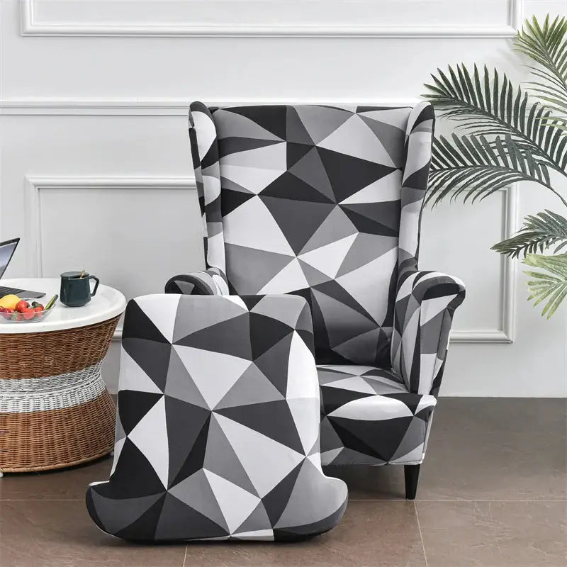 Housse de chaise à ailes imprimées feuilles, housse de fauteuil extensible en Spandex, style nordique amovible, housse de canapé relaxante, housse de protection pour meubles Housse de France