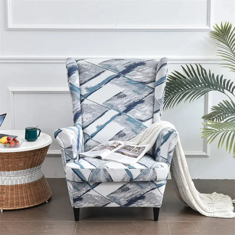 Housse de chaise à ailes imprimées feuilles, housse de fauteuil extensible en Spandex, style nordique amovible, housse de canapé relaxante, housse de protection pour meubles Housse de France