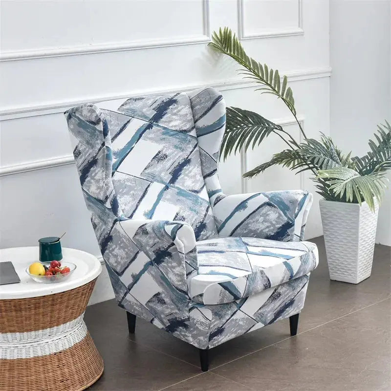 Housse de chaise à ailes imprimées feuilles, housse de fauteuil extensible en Spandex, style nordique amovible, housse de canapé relaxante, housse de protection pour meubles Housse de France
