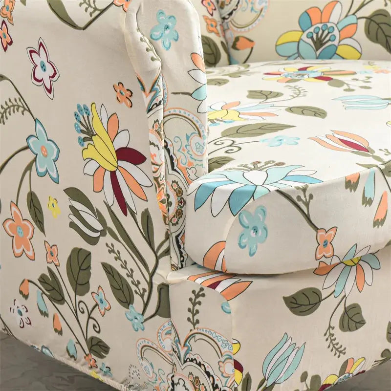 Housse de chaise à oreilles imprimées de fleurs, housse de fauteuil extensible en Spandex, moderne, amovible, pour canapé de détente, housse de protection pour meubles Housse de France