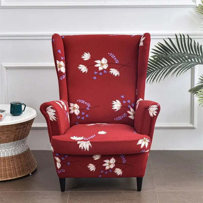 Housse de chaise à oreilles imprimées de fleurs, housse de fauteuil extensible en Spandex, moderne, amovible, pour canapé de détente, housse de protection pour meubles Housse de France