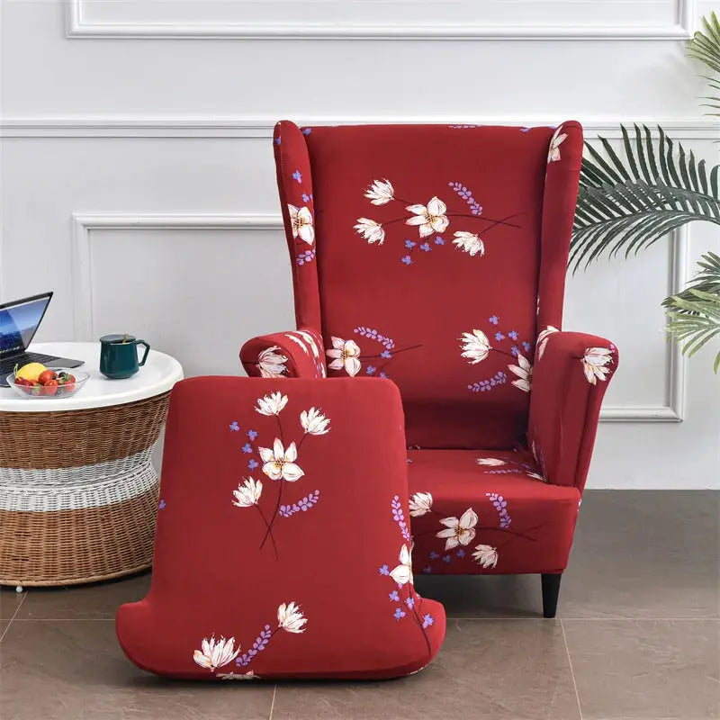 Housse de chaise à oreilles imprimées de fleurs, housse de fauteuil extensible en Spandex, moderne, amovible, pour canapé de détente, housse de protection pour meubles Housse de France