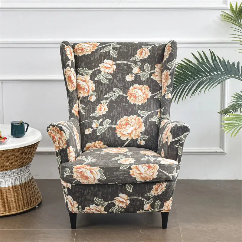 Housse de chaise à oreilles imprimées de fleurs, housse de fauteuil extensible en Spandex, moderne, amovible, pour canapé de détente, housse de protection pour meubles Housse de France