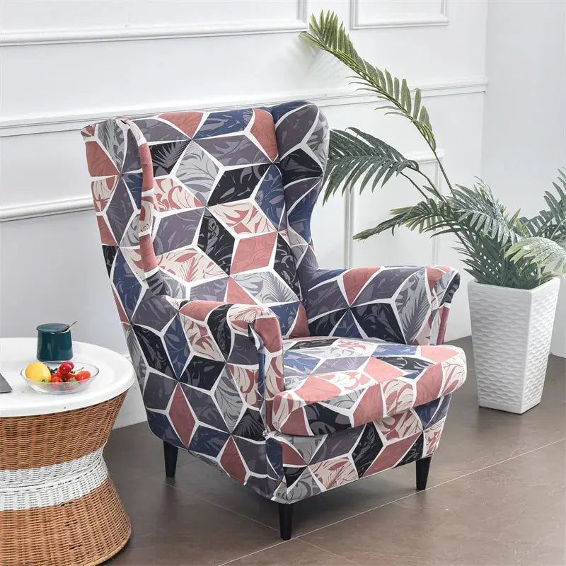 Housse de chaise à oreilles imprimées de fleurs, housse de fauteuil extensible en Spandex, moderne, amovible, pour canapé de détente, housse de protection pour meubles Housse de France