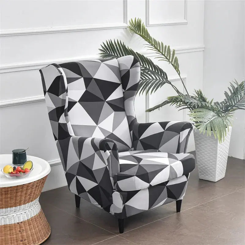 Housse de chaise à oreilles imprimées de fleurs, housse de fauteuil extensible en Spandex, moderne, amovible, pour canapé de détente, housse de protection pour meubles Housse de France