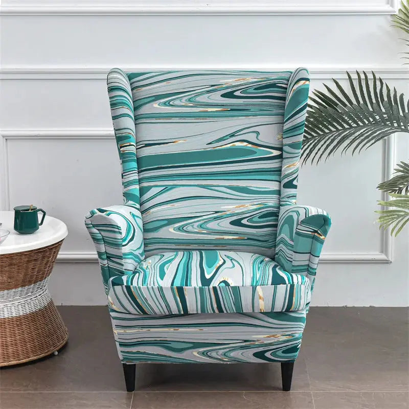 Housse de chaise à oreilles imprimées de fleurs, housse de fauteuil extensible en Spandex, moderne, amovible, pour canapé de détente, housse de protection pour meubles Housse de France