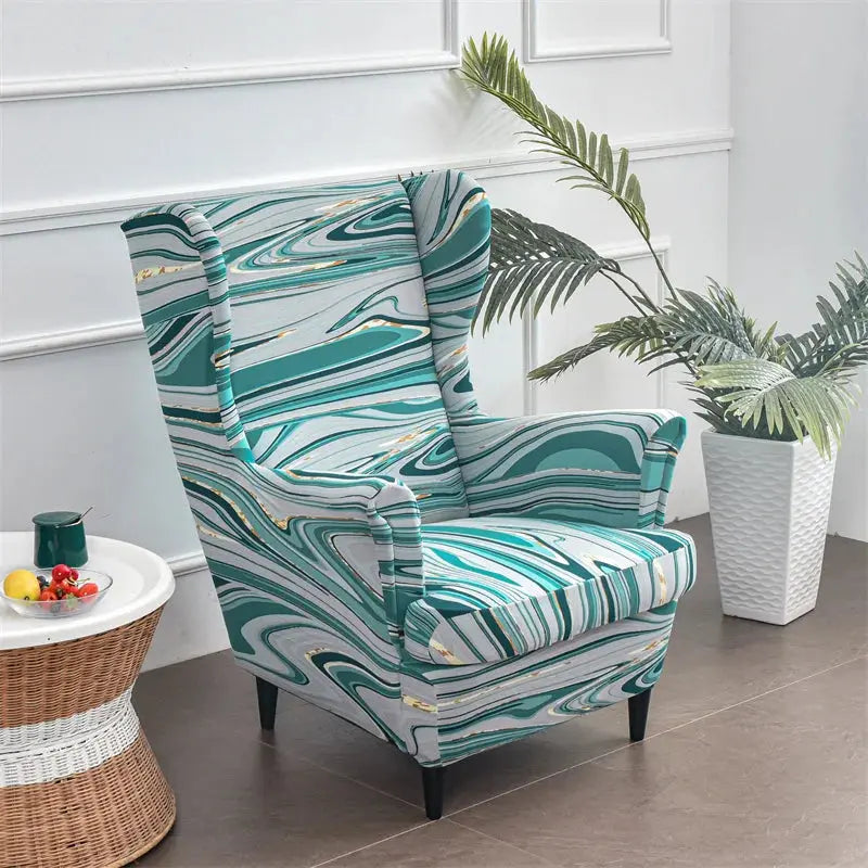 Housse de chaise à oreilles imprimées de fleurs, housse de fauteuil extensible en Spandex, moderne, amovible, pour canapé de détente, housse de protection pour meubles Housse de France