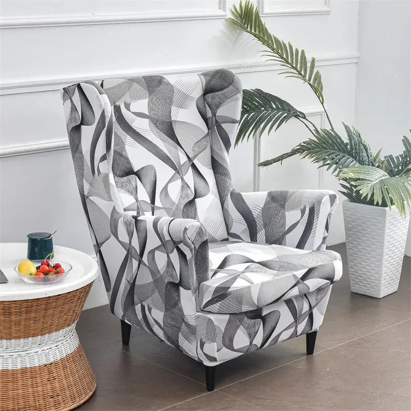 Housse de chaise à oreilles imprimées de fleurs, housse de fauteuil extensible en Spandex, moderne, amovible, pour canapé de détente, housse de protection pour meubles Housse de France