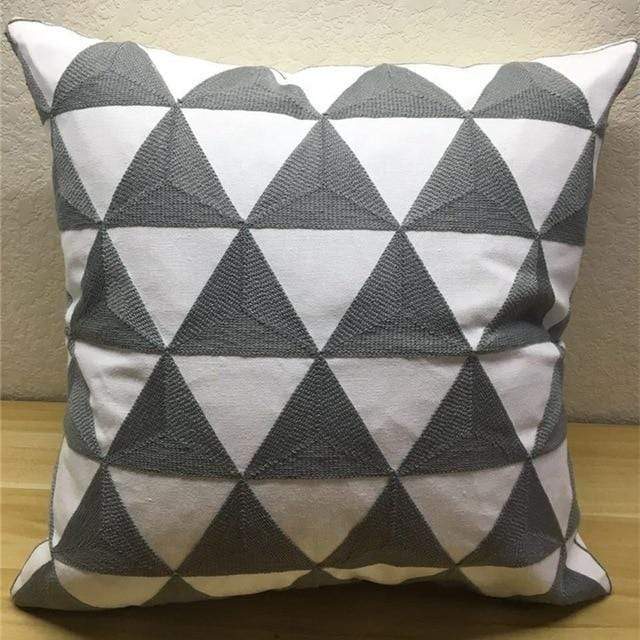 Housse de coussin brodée géométrique - Housse De France