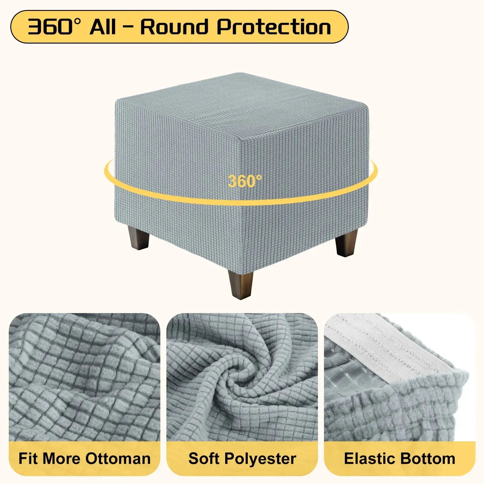 Housse de protection Ottoman carrée, 3 tailles, S/M/L, extensible, tabouret de pied élastique, repose-pieds, protecteur pour salon et chambre à coucher Housse de France