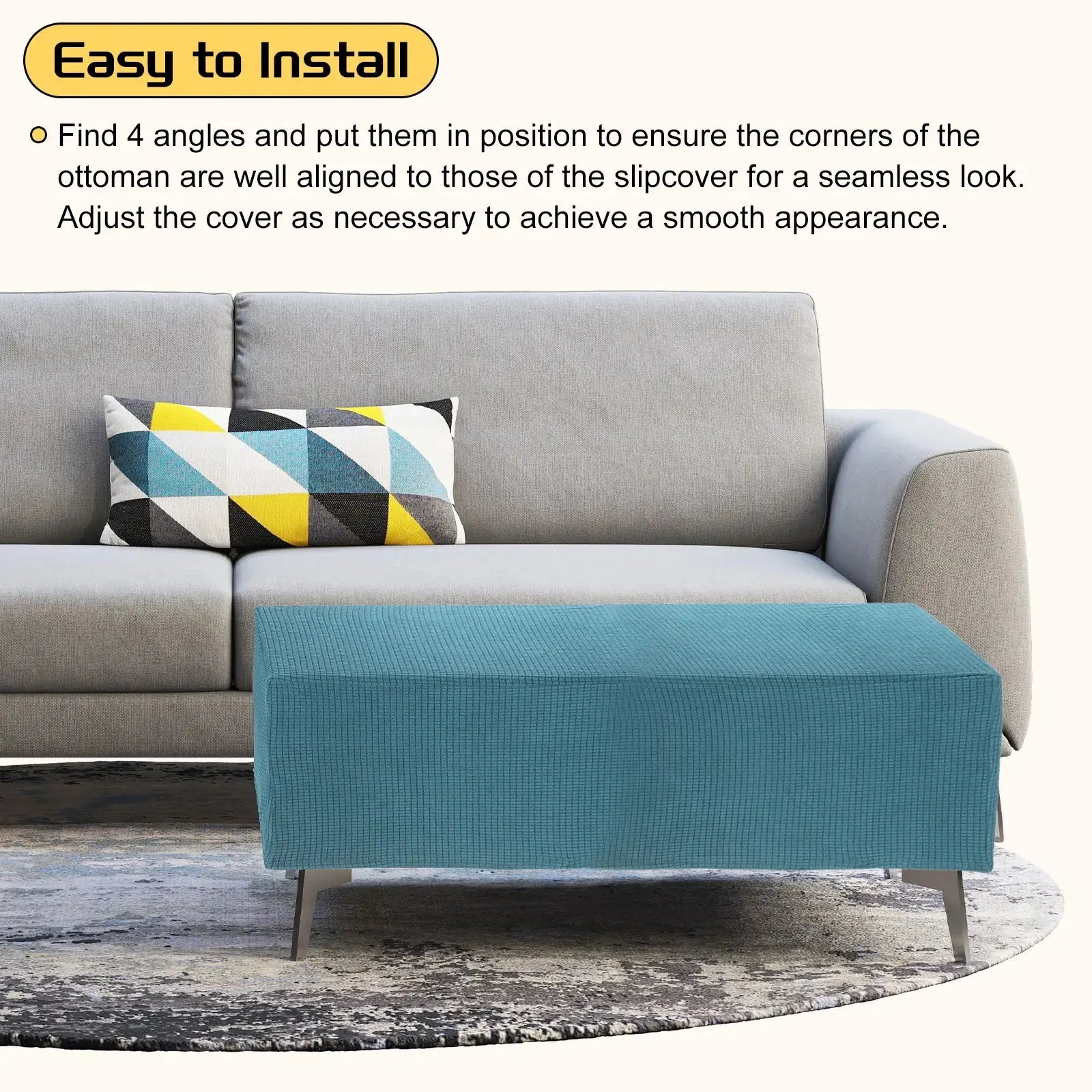 Housse de protection Ottoman carrée, 3 tailles, S/M/L, extensible, tabouret de pied élastique, repose-pieds, protecteur pour salon et chambre à coucher Housse de France