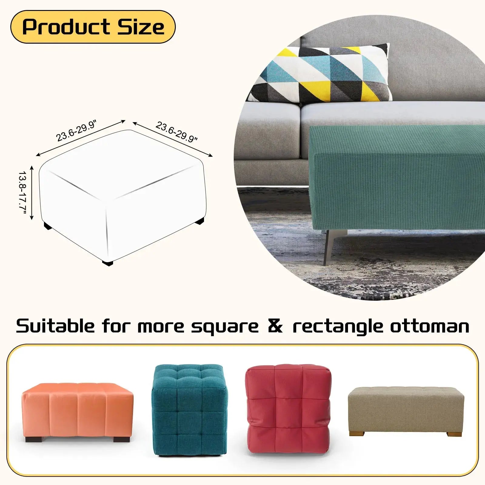 Housse de protection Ottoman carrée, 3 tailles, S/M/L, extensible, tabouret de pied élastique, repose-pieds, protecteur pour salon et chambre à coucher Housse de France