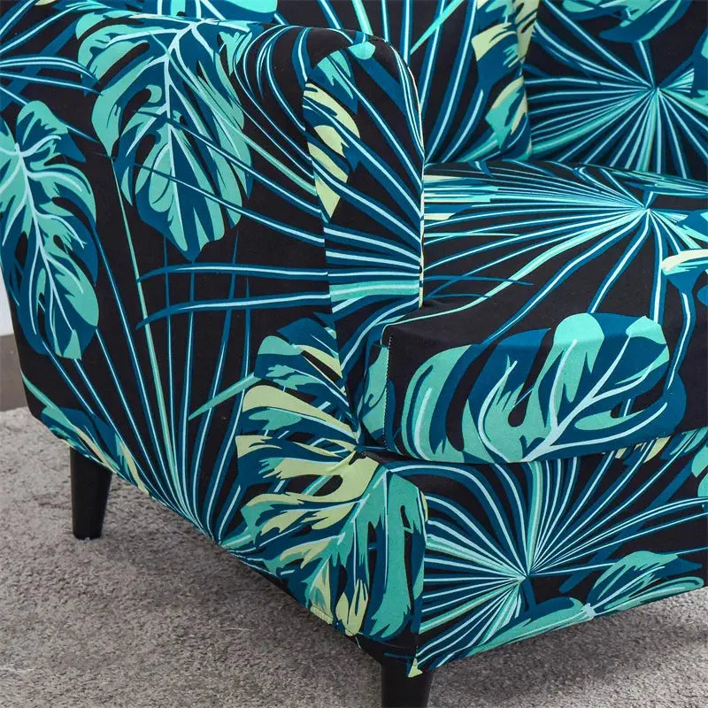 Housse de protection extensible pour fauteuil, fauteuil à ailes de plantes tropicales, en Spandex, style nordique, amovible, pour canapé Housse de France