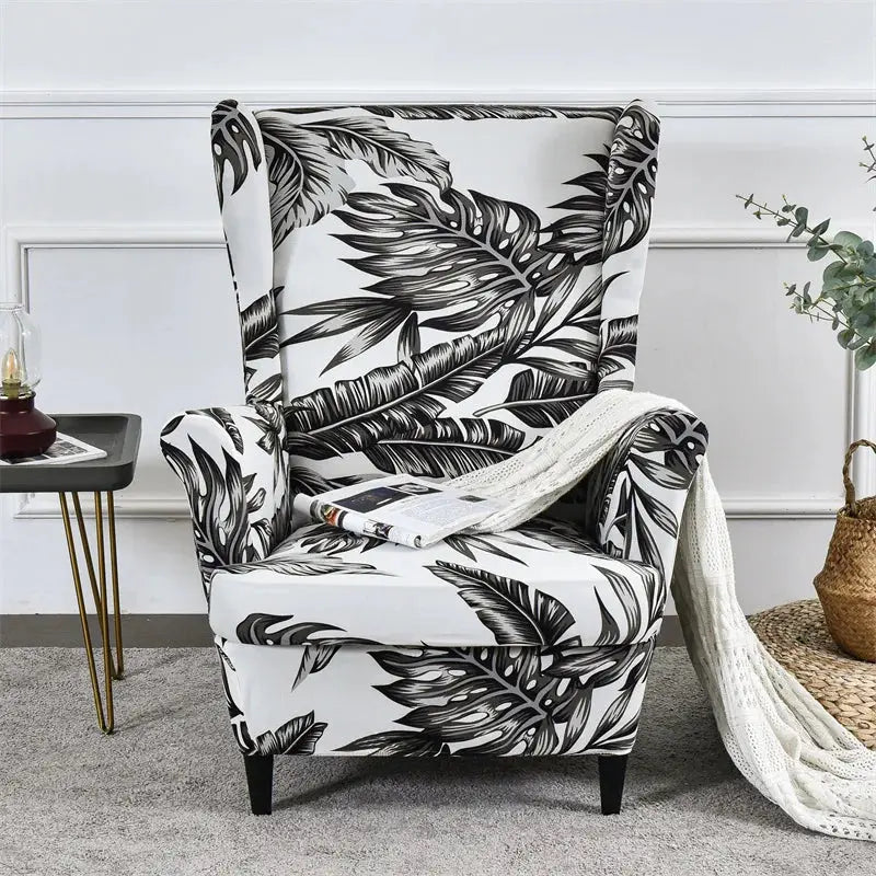 Housse de protection extensible pour fauteuil, fauteuil à ailes de plantes tropicales, en Spandex, style nordique, amovible, pour canapé Housse de France