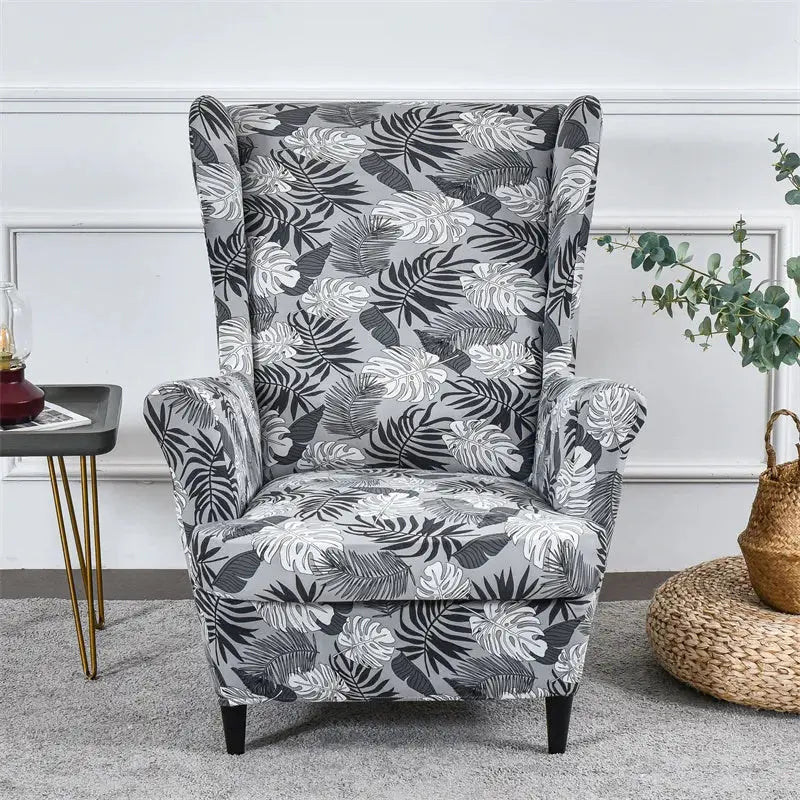 Housse de protection extensible pour fauteuil, fauteuil à ailes de plantes tropicales, en Spandex, style nordique, amovible, pour canapé Housse de France