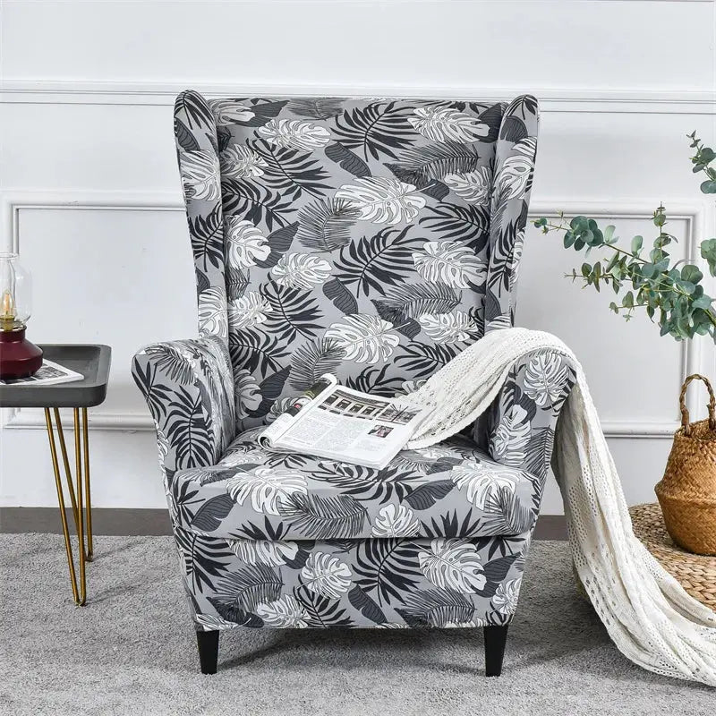 Housse de protection extensible pour fauteuil, fauteuil à ailes de plantes tropicales, en Spandex, style nordique, amovible, pour canapé Housse de France