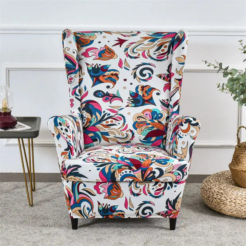 Housse de protection extensible pour fauteuil, fauteuil à ailes de plantes tropicales, en Spandex, style nordique, amovible, pour canapé Housse de France