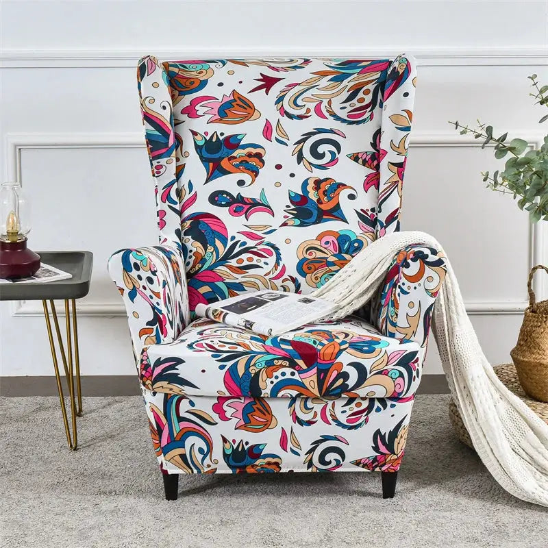 Housse de protection extensible pour fauteuil, fauteuil à ailes de plantes tropicales, en Spandex, style nordique, amovible, pour canapé Housse de France