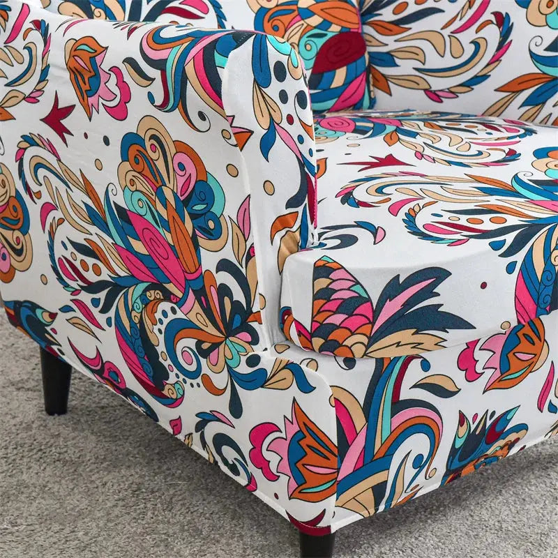Housse de protection extensible pour fauteuil, fauteuil à ailes de plantes tropicales, en Spandex, style nordique, amovible, pour canapé Housse de France