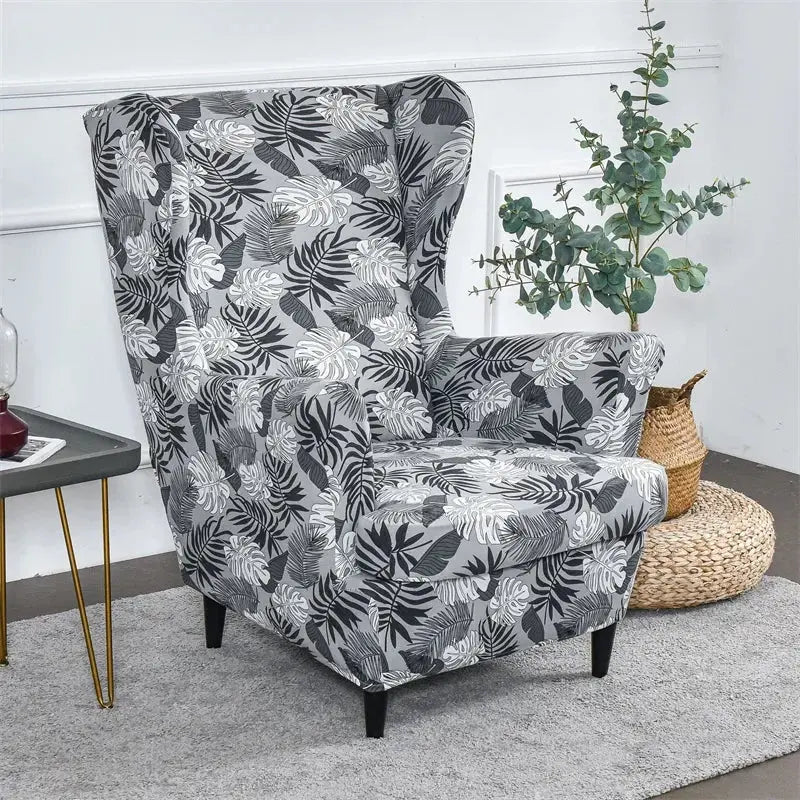 Housse de protection extensible pour fauteuil, fauteuil à ailes de plantes tropicales, en Spandex, style nordique, amovible, pour canapé Housse de France