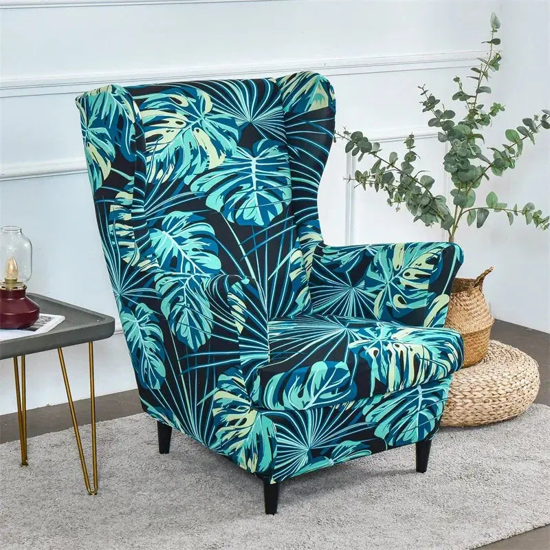 Housse de protection extensible pour fauteuil, fauteuil à ailes de plantes tropicales, en Spandex, style nordique, amovible, pour canapé Housse de France